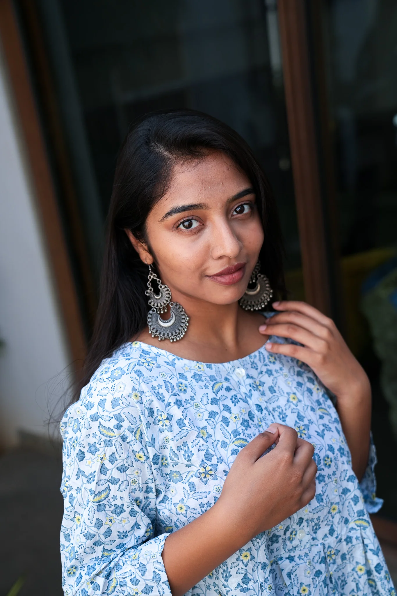 Baby blue peplum cotton short kurti - Image 4