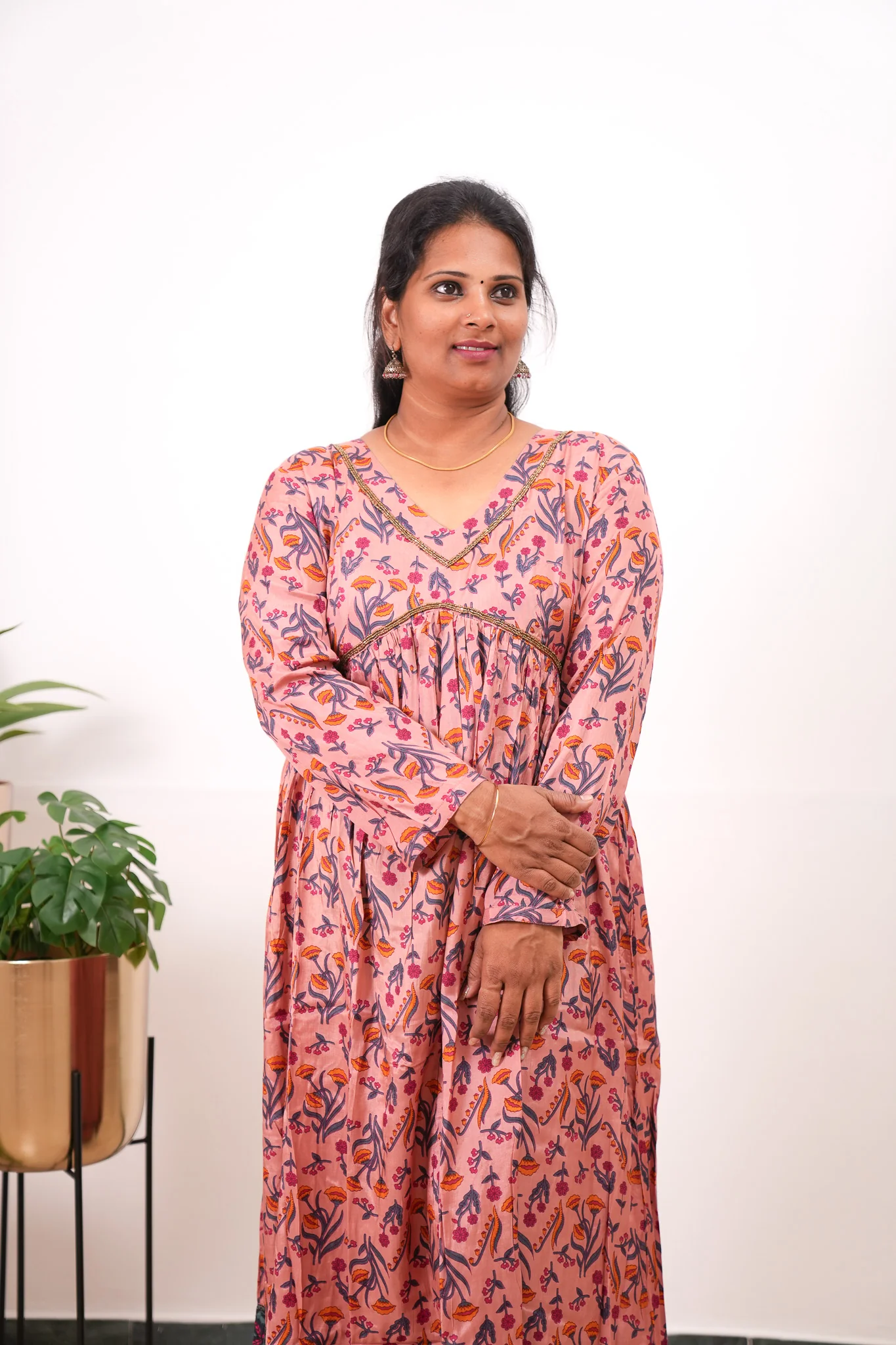 Peach anarkali plus long gown - Image 3