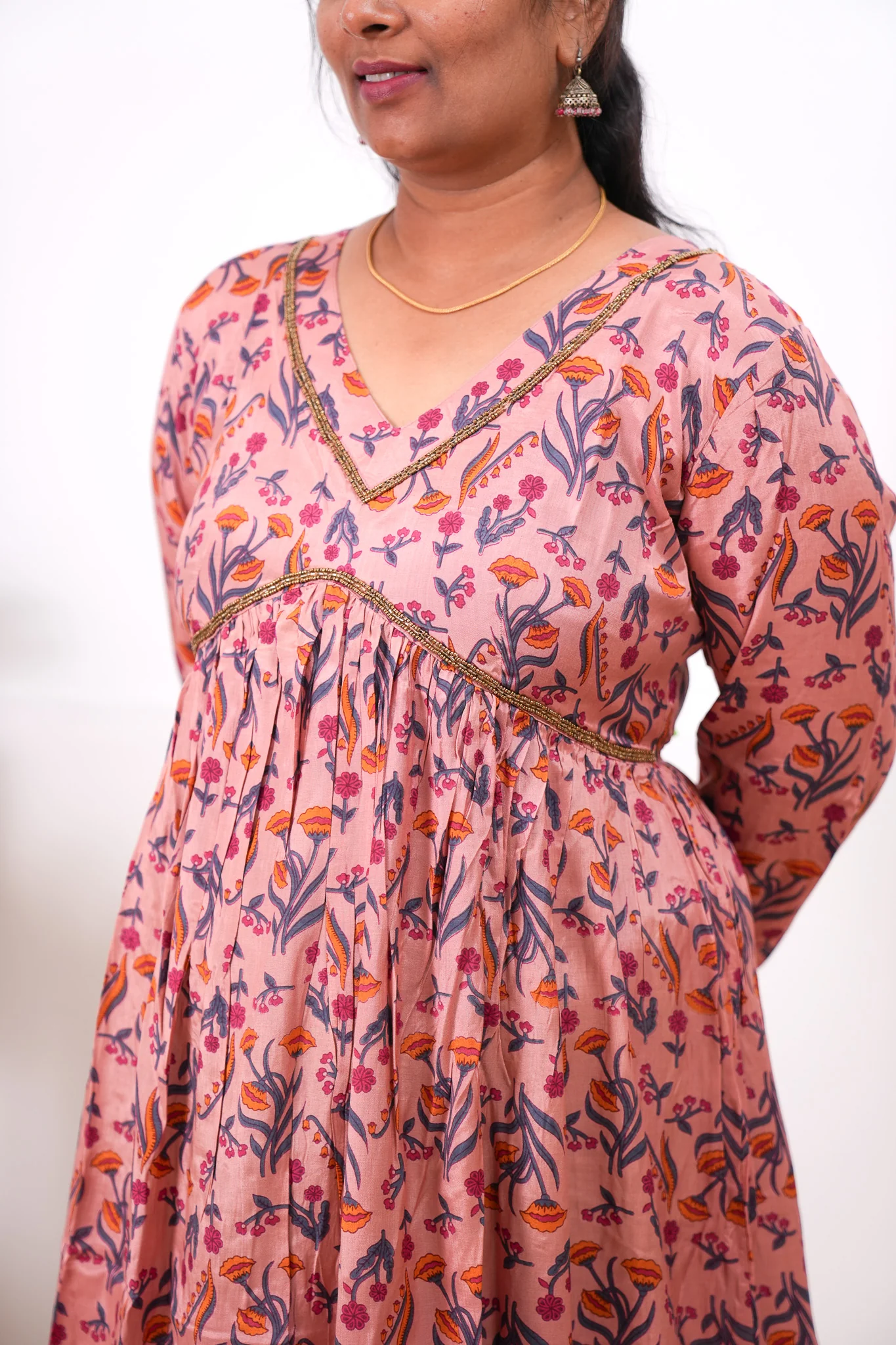 Peach anarkali plus long gown - Image 4