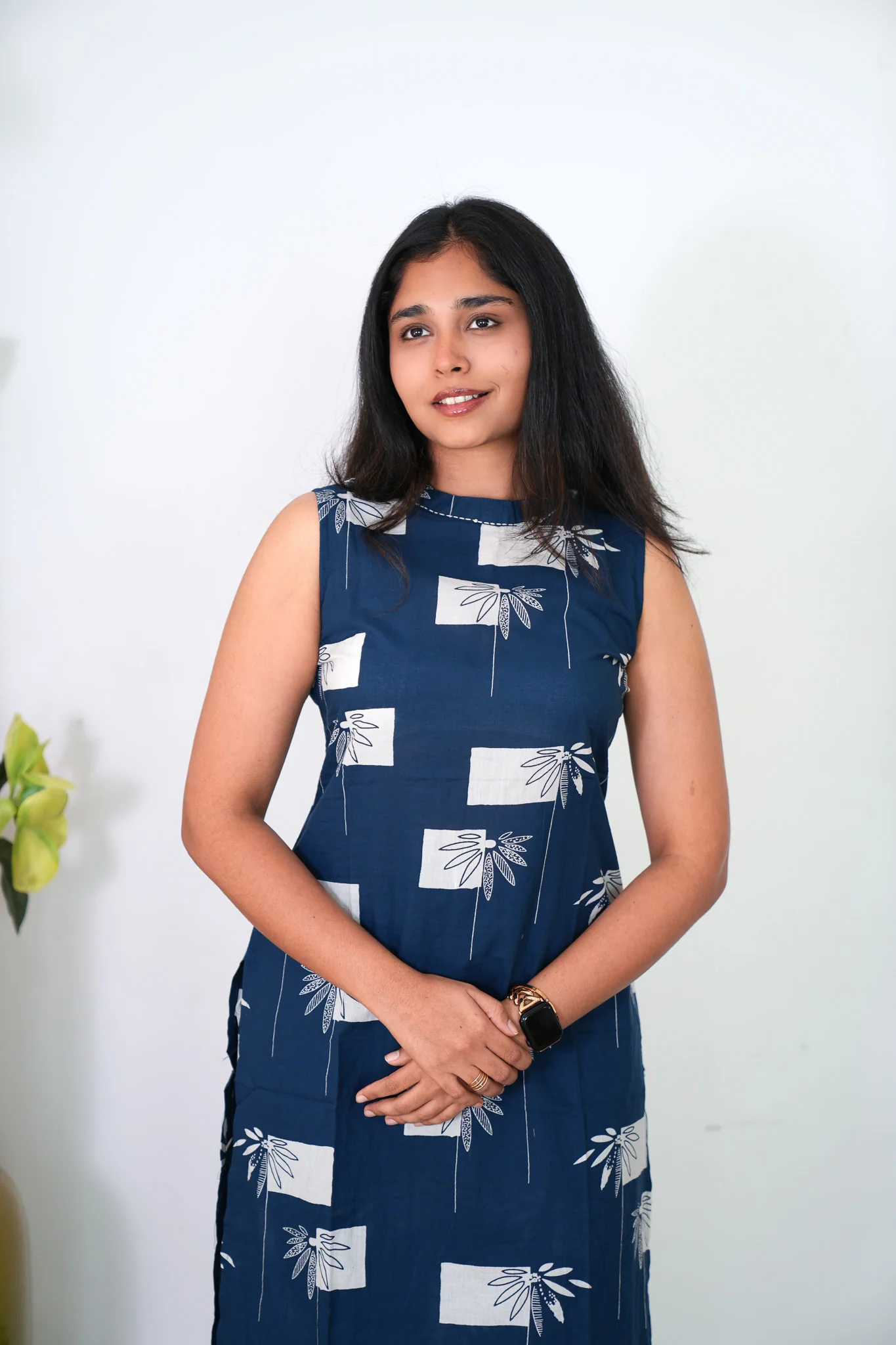 Blue and beige floral cotton co-ords set(attached sleeves) - Image 8