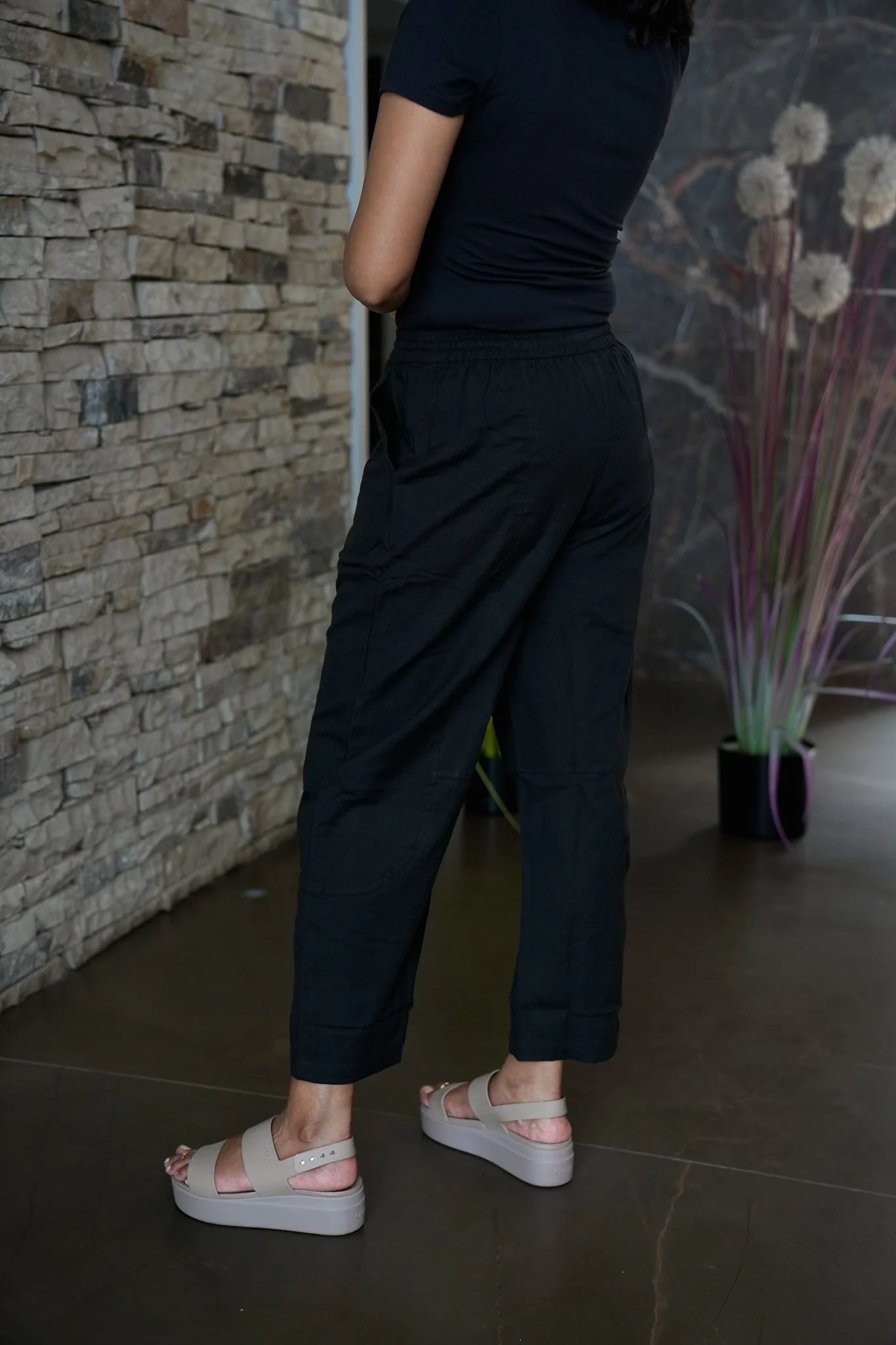 Cotton straight pants with tie - Image 6