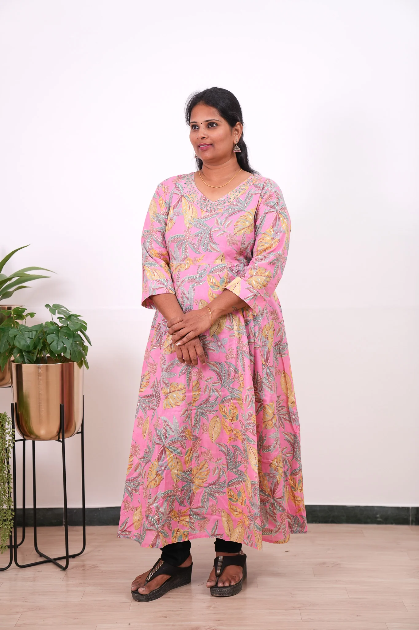 Hot pink A-line plus cotton kurti - Image 3
