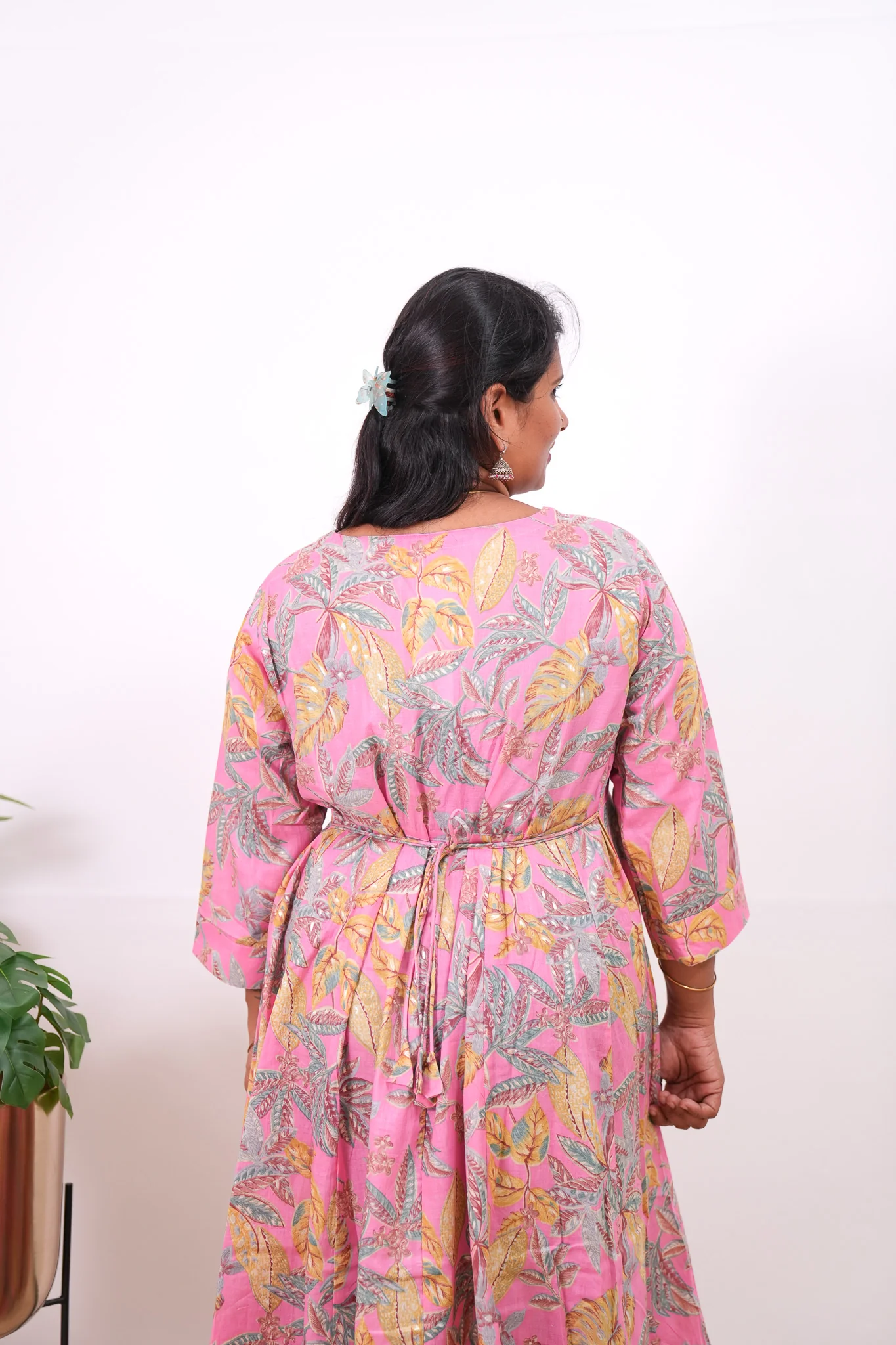 Hot pink A-line plus cotton kurti - Image 4