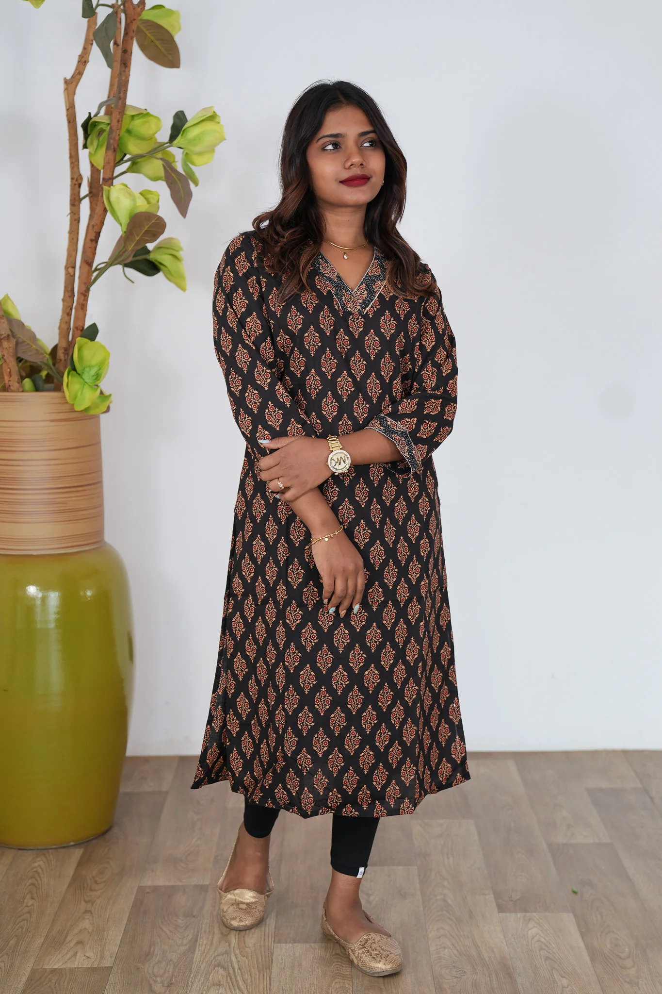 Black ajrakh cotton kurti - Image 3