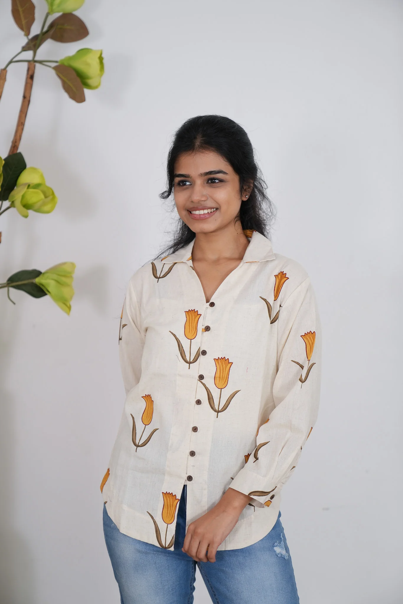 Mustard tulip cotton shirt - Image 3