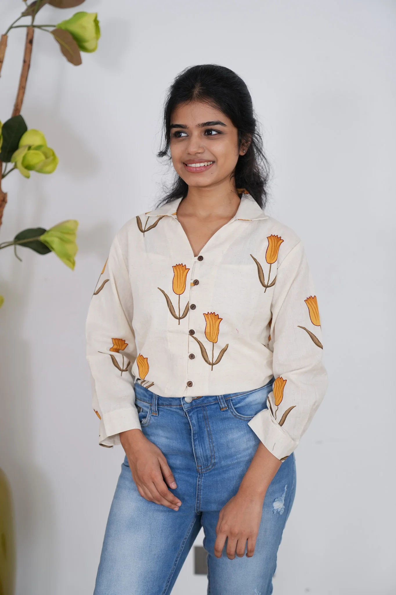 Mustard tulip cotton shirt - Image 6