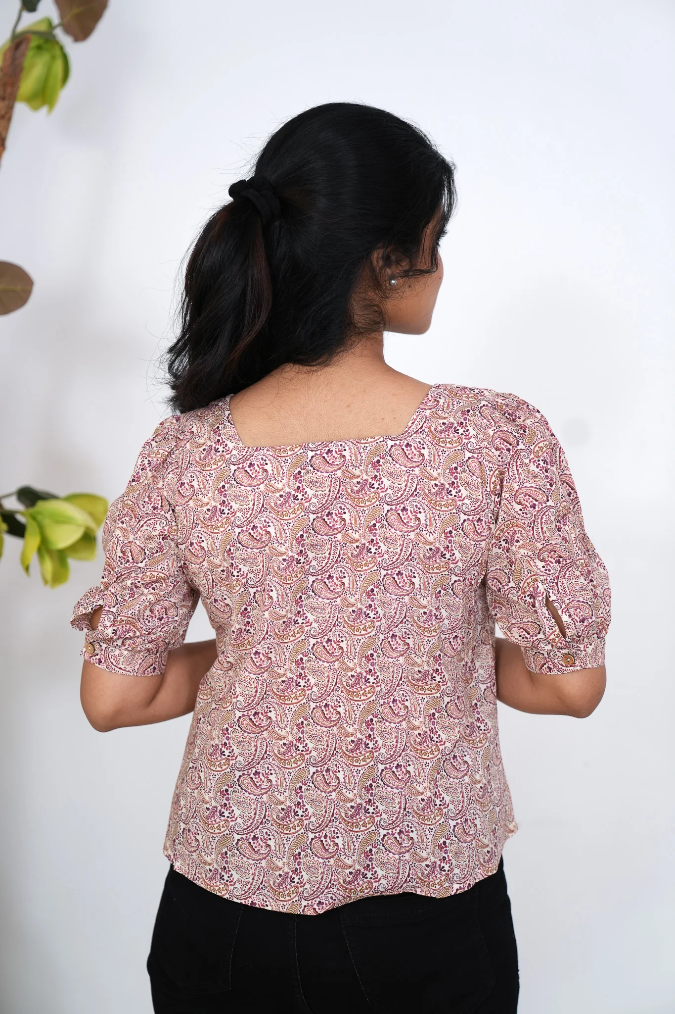 Pink paisley cotton top - Image 3