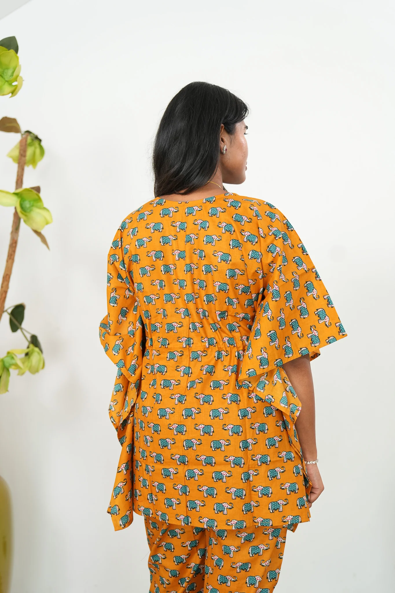 Orange elephant cotton kaftan comfies - Image 4