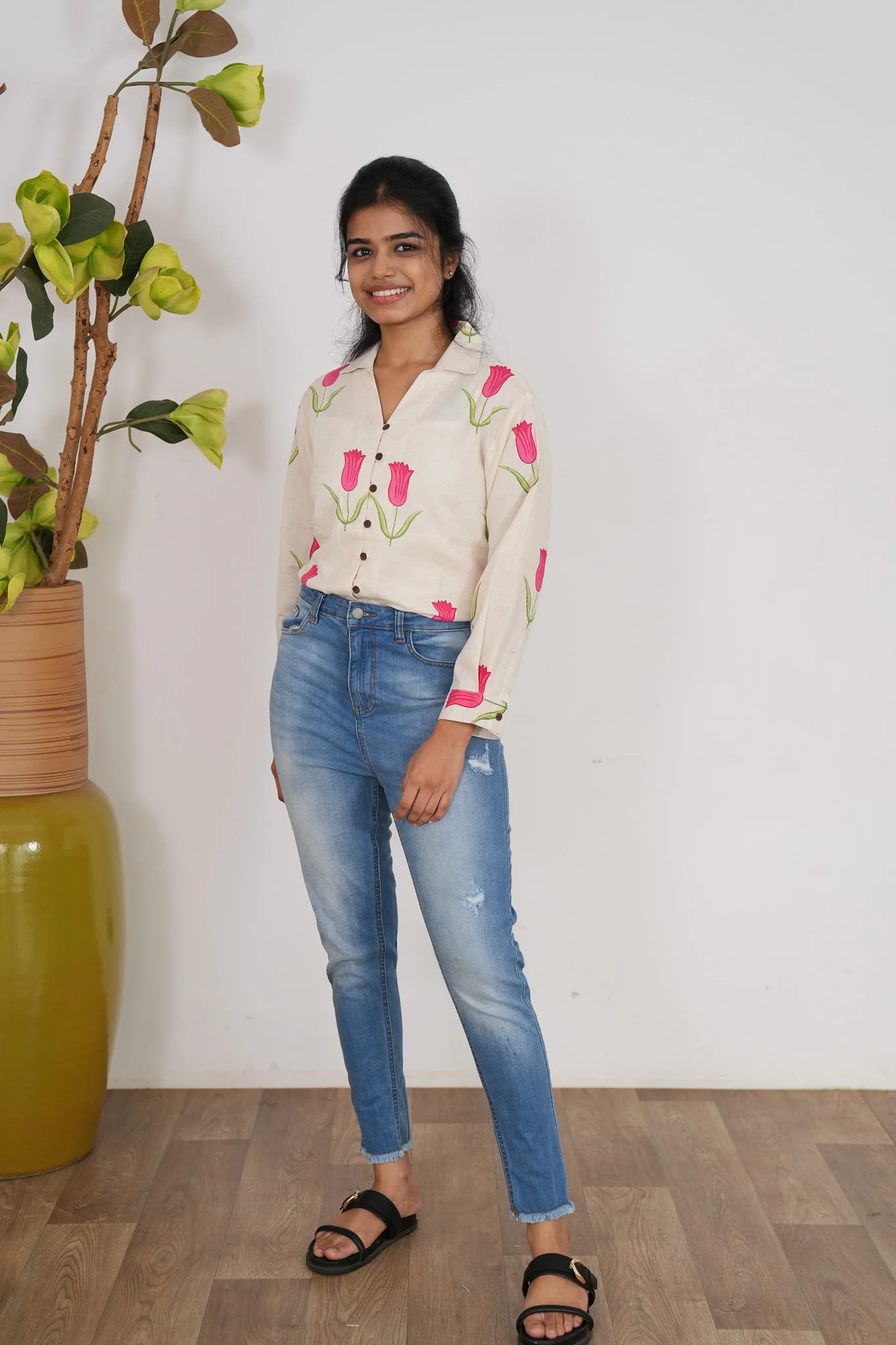 Pink tulip cotton shirt - Image 5