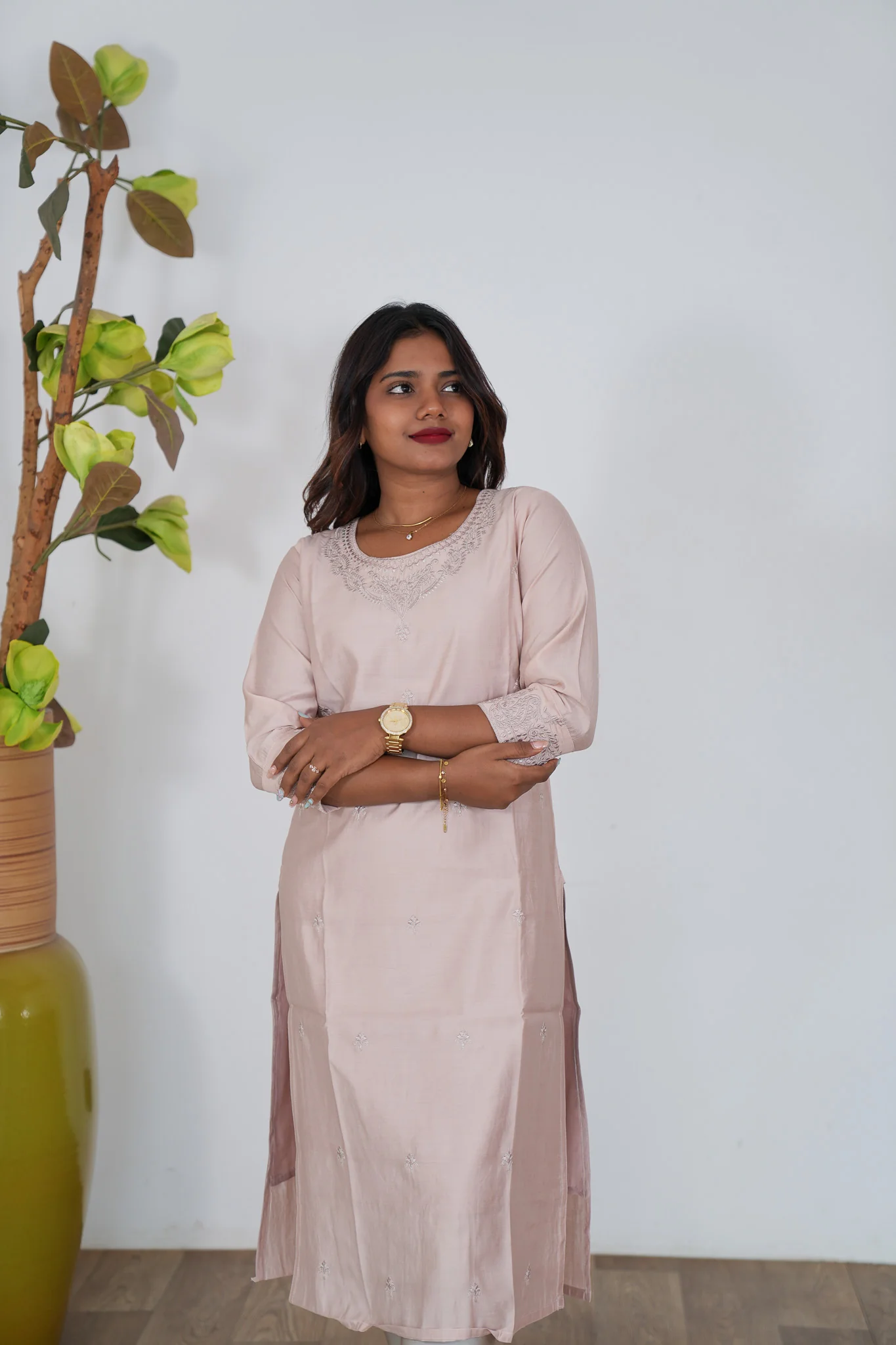 Powder pink viscose kurti - Image 3