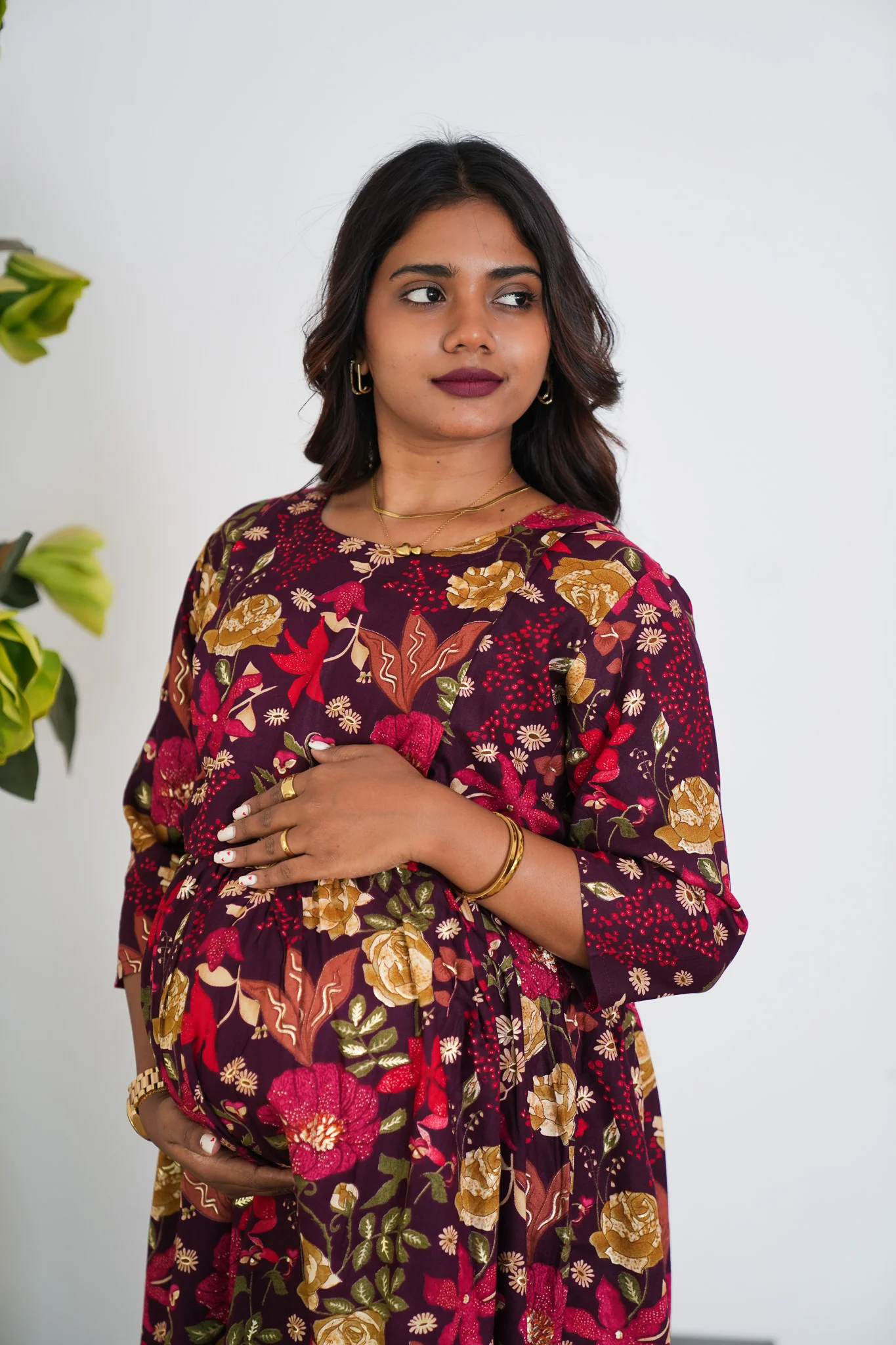 Violet floral maternity nursing wear - Image 3