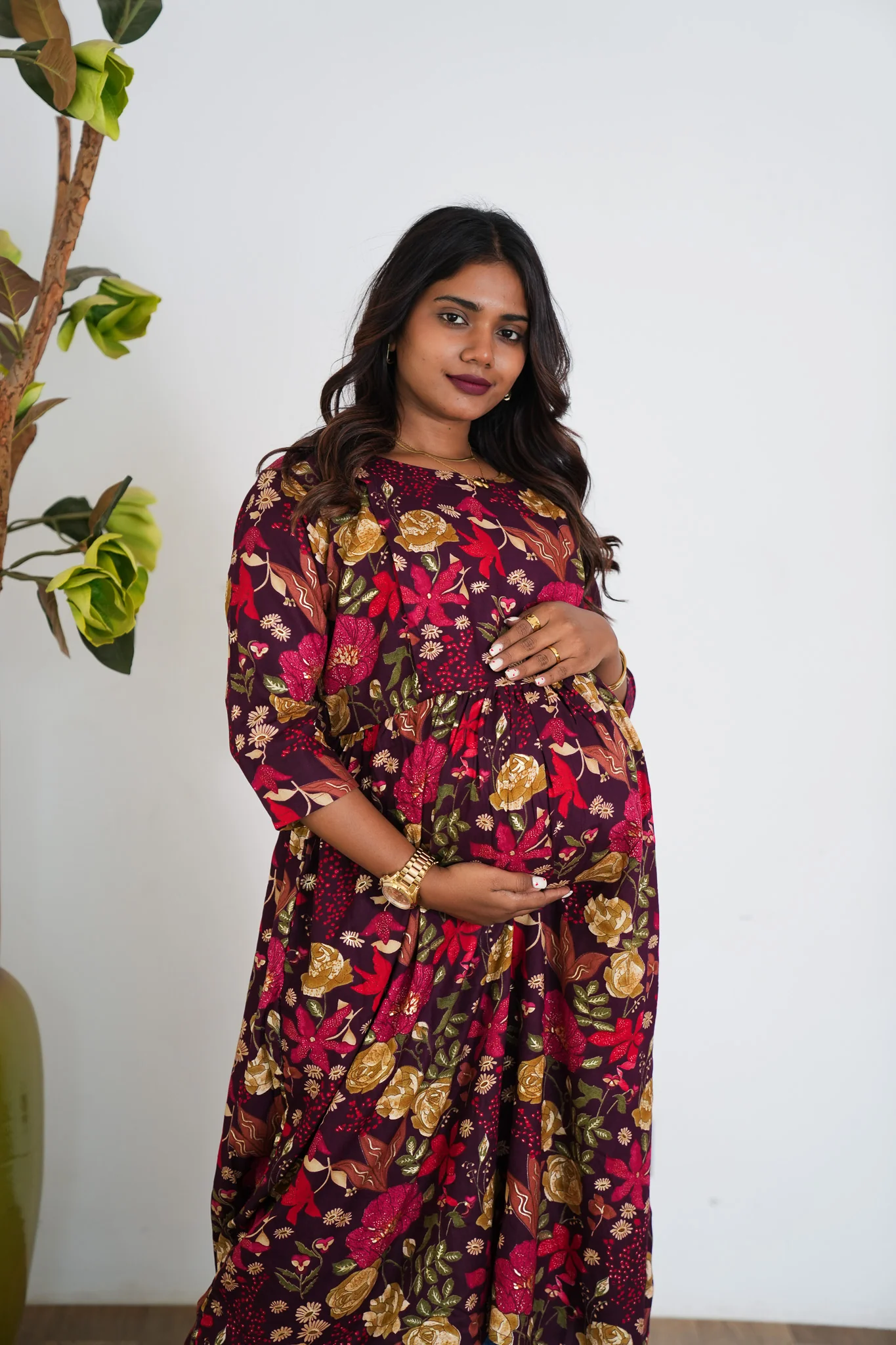 Violet floral maternity nursing wear - Image 4